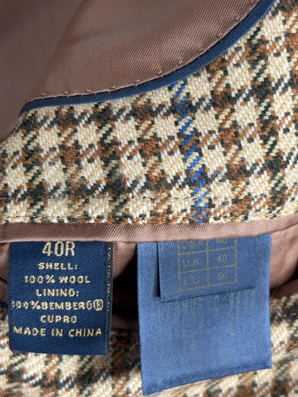Brooks Brothers 1818 Madison 40R Wool Houndstooth Tweed Blazer Elbow Patches